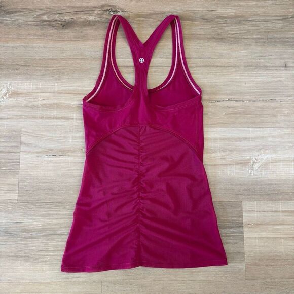 Lululemon Womens Mesh Racerback Pink Running Tank Top Sz 2 Performance Athletic - Picture 3 of 5